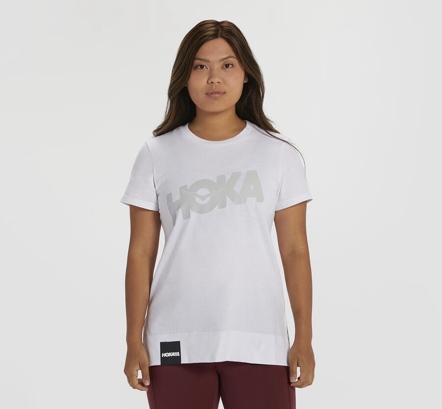 Hoka Australia One One Brand - Womens Tee White - JKCOV-6310